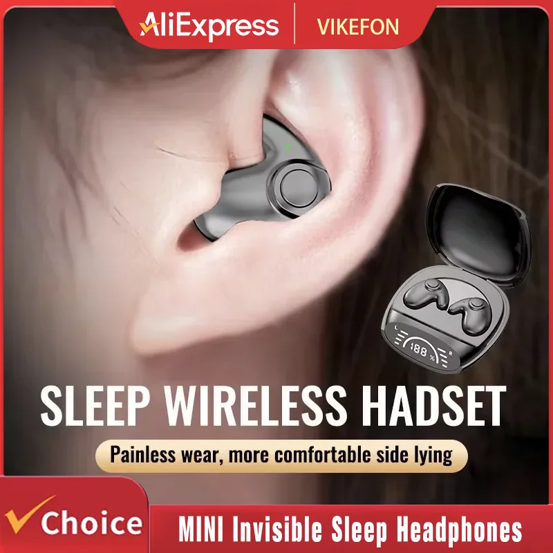 Earphone ENC Peredam Kebisingan Earbuds HiFi Stereo Headset Olahraga Nirkabel 2025 Headphone Tidur Tak Terlihat Mini Bluetooth 5.3