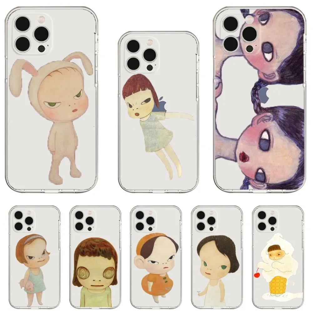 Y-Yoshitomo Nara Phone Case For iPhone 16,15,14,13,12,11 Plus,Pro,Max,XR,XS,X,7,8 Plus,SE,Mini Transparent Shell