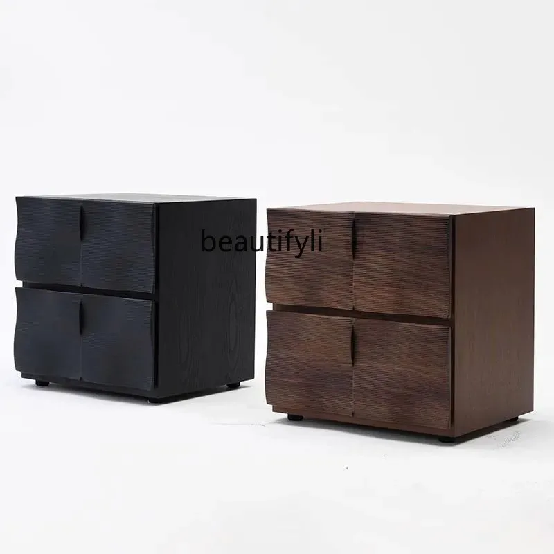 A139 Vintage Style Simple Combination Cabinet Living Room Solid Wood Sideboard Walnut Color Bedside Chest of Drawers