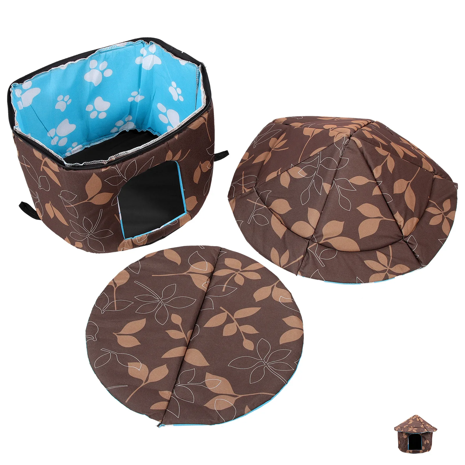 

Weatherproof Cat House Outdoor Pet Bed Cave Nest M Size Oxford Cloth Warm Shelter Waterproof Dog Kennel Cat Den Semi Closed Pet