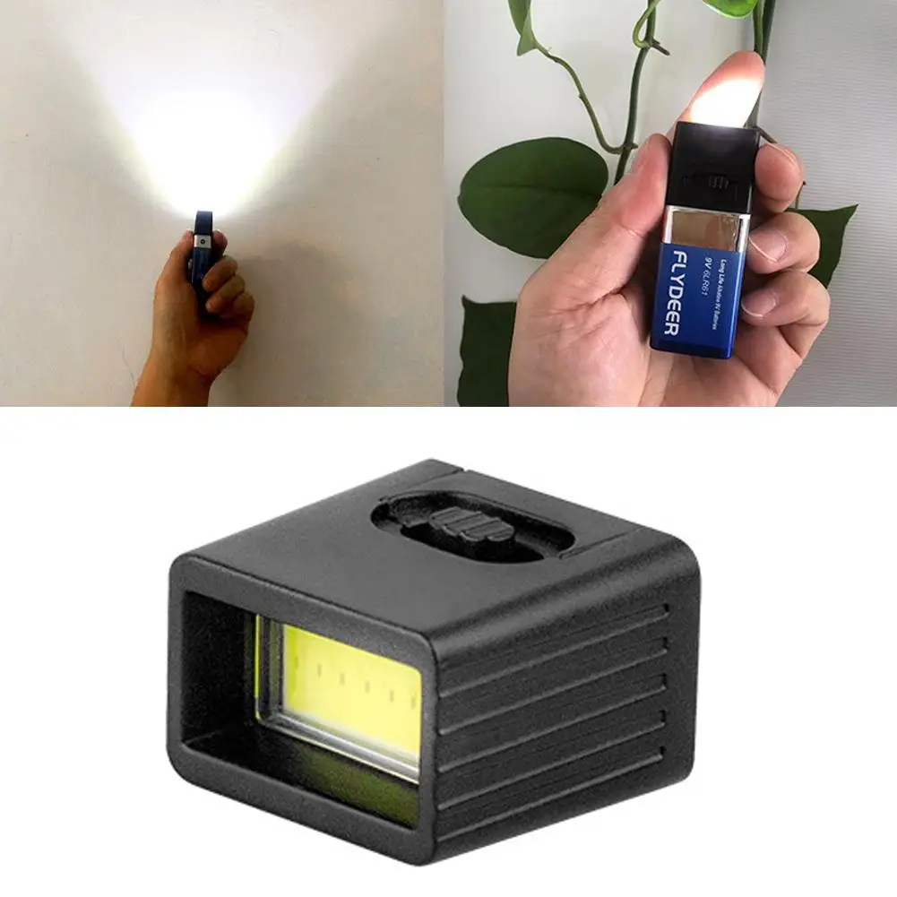 9V Battery Flashlight 9V Mini LED Key Light 6F22 Battery COB Outdoor Work Light Supplies Tools Battery Not Included