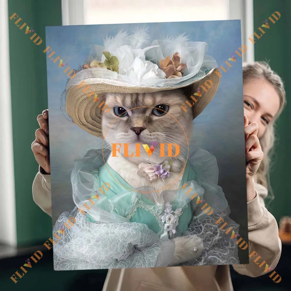 Custom Lady Madam Cat Dog Vintage Royal General Portrait Poster Wall Art Canvas Painting Wall Pictures For Living Room Unframed