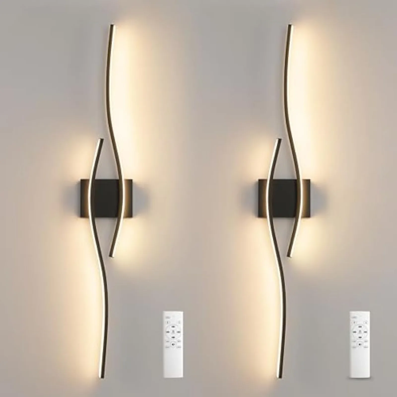 modern led wall sconce conjunto de com controle remoto cores stepless 3000k6000k escurecimento preto luz de parede us 01