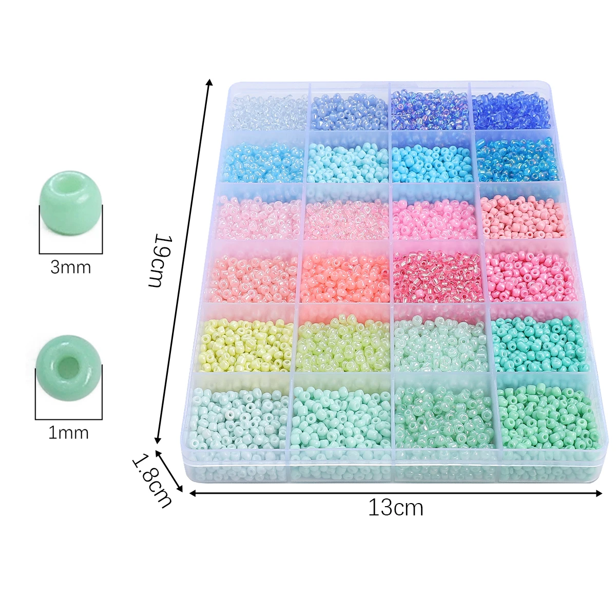 3mm1Set/Box 24 Grid Rice Bead Set Box Glass Loose Beads Handmade DIY Manufacturing Novel Jewelry Bracelets Earrings Accessories