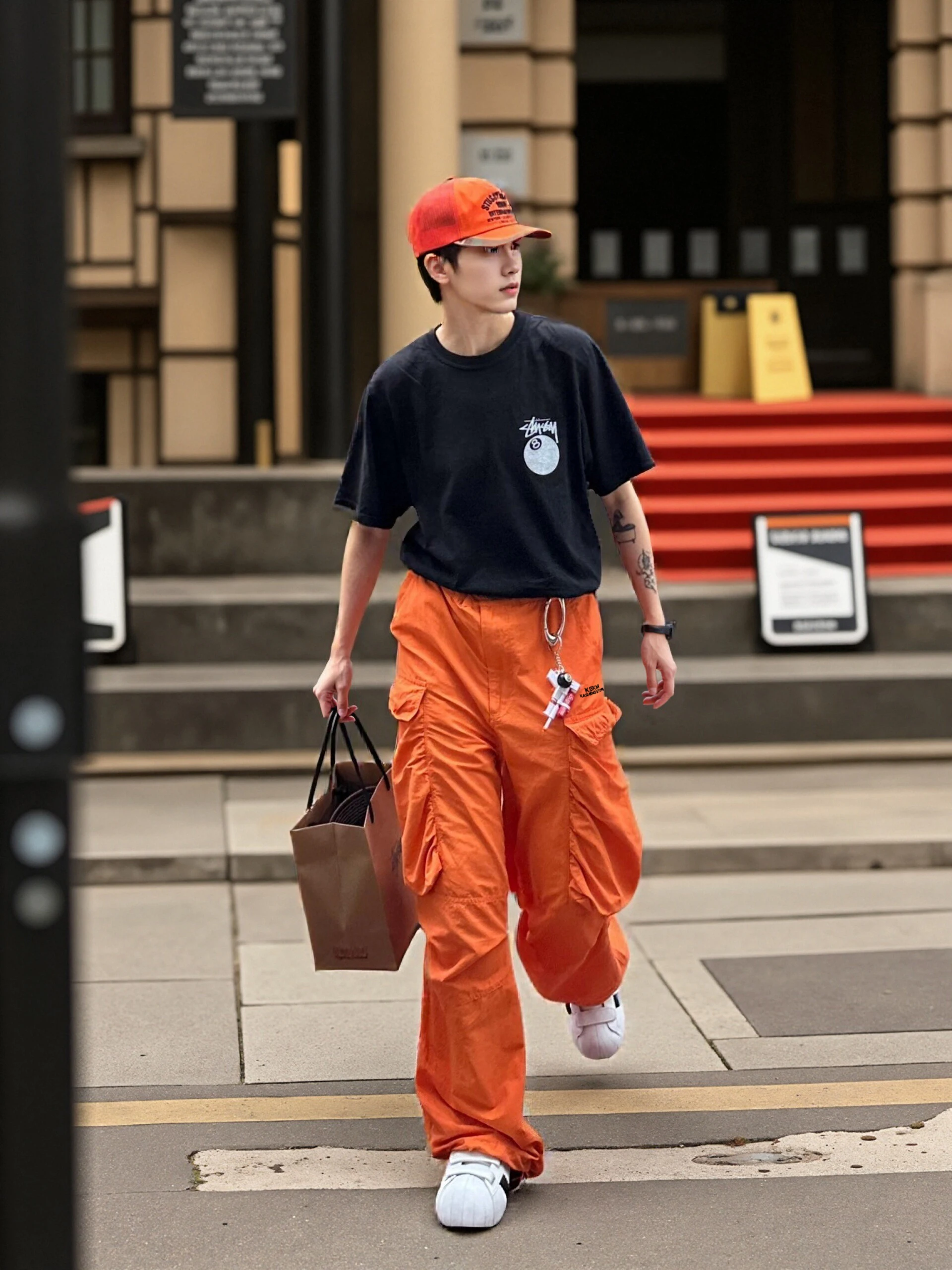 

Женские летние брюки Fuyuan Orange в американском ретро-стиле, повседневные, универсальные, свободные, широкие, длинные, с эффектом похудения