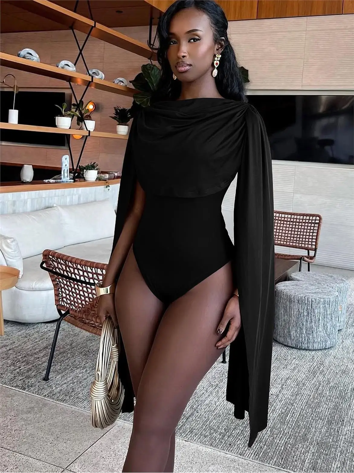 

High Waist Women's Dr Krasa Moda One-Piece Suit ort Pants Cotton Fabric Diamond Embellied Low Waist Design