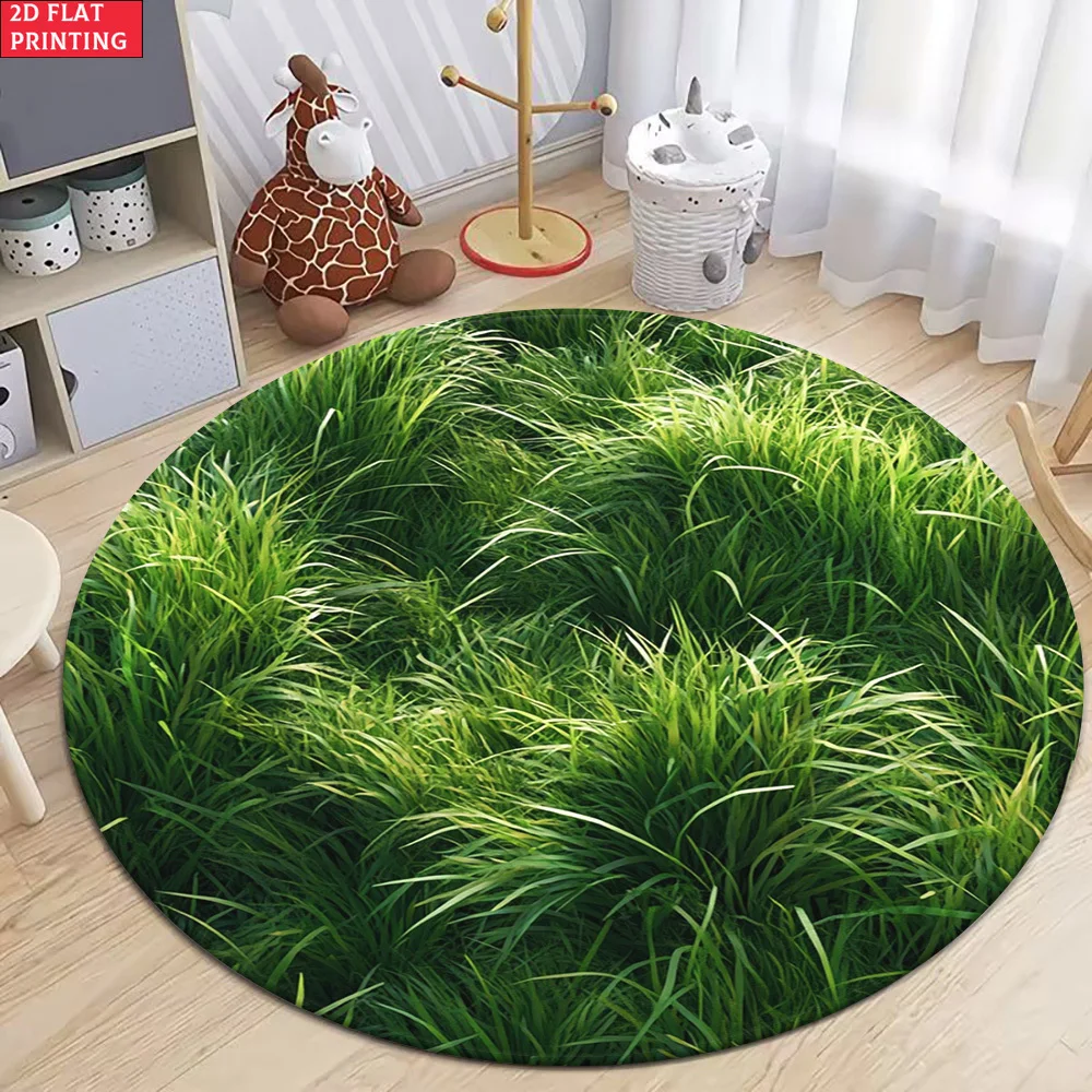 Dynamic Jurassic Wilderness‑Scenery Round Area Carpet Printed Rug for Living Room Sitting‑Zone Household Interior Ornamentation