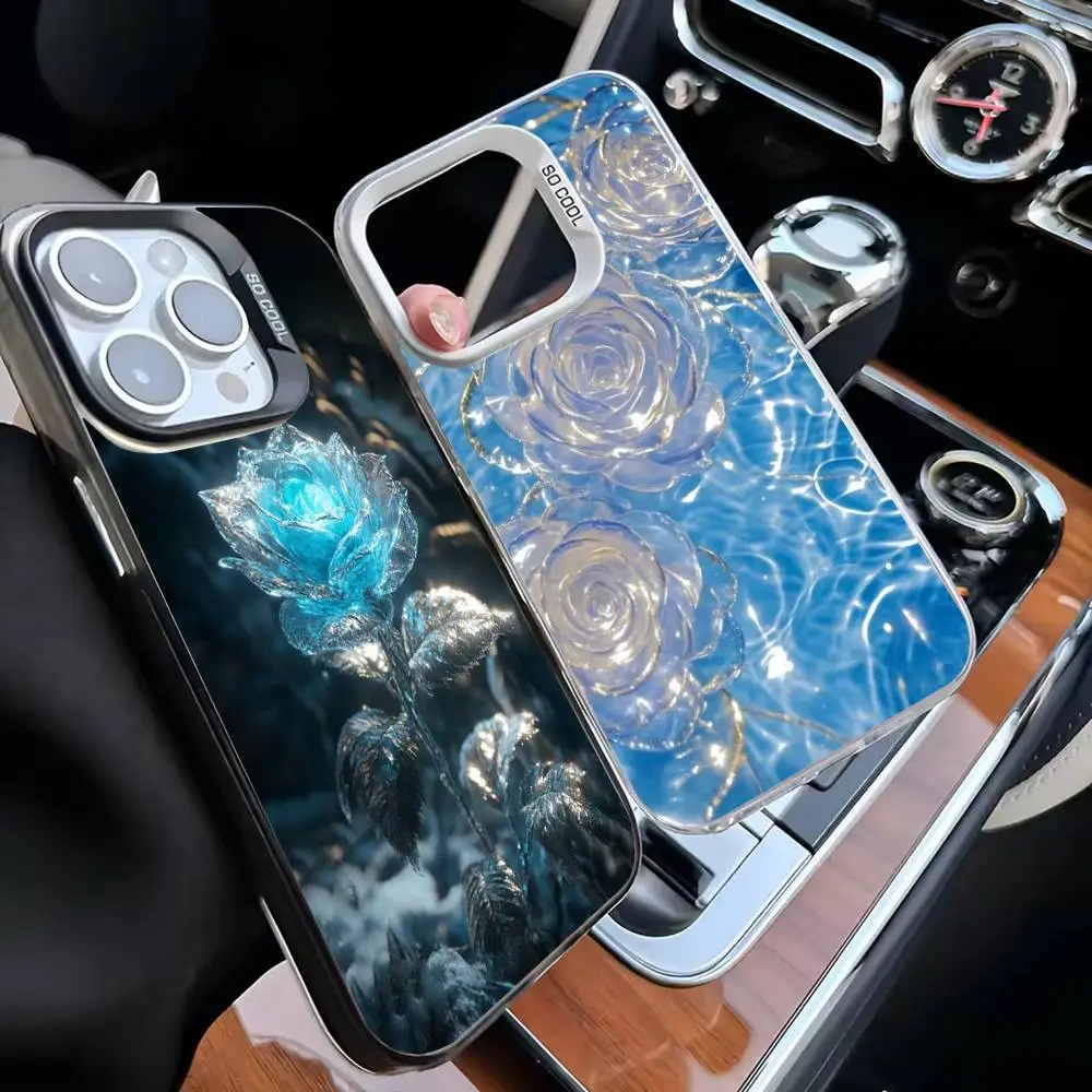 

Crystal Rose Phone Case For iPhone 16,15,14,13,12,11,Mini,Pro,MAX White Matte Shockproof Cover