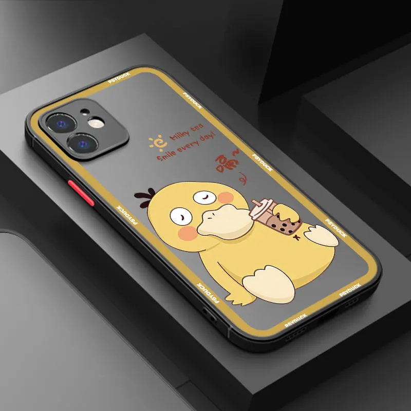 P-Pokemon P-Psyduck Frosted Translucent Phone Case For Apple iPhone 12 13 Mini 11 14 15 16 Pro Max 7 8 Plus