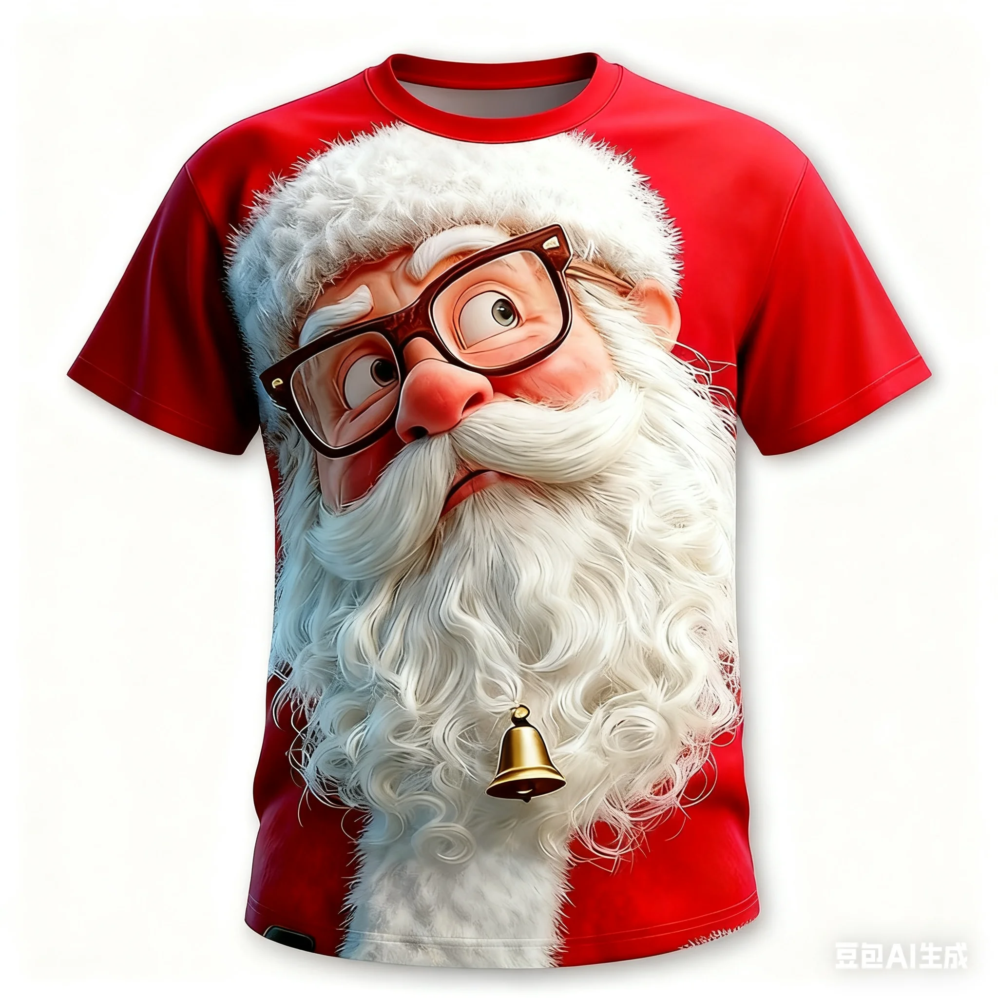Christmas Santa Claus men's short sleeved T-shirt fashion X'mas casual round neck shirts holiday party oversized men's clothing