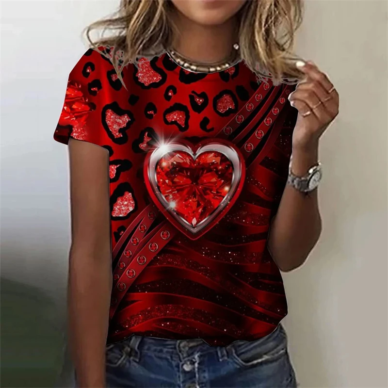 Damska koszulka letnia moda z krótkim rękawem męska bluzka z nadrukiem 3D wycięcie pod szyją casualowe T-shirty Casual Leopard grafika odzież Unisex