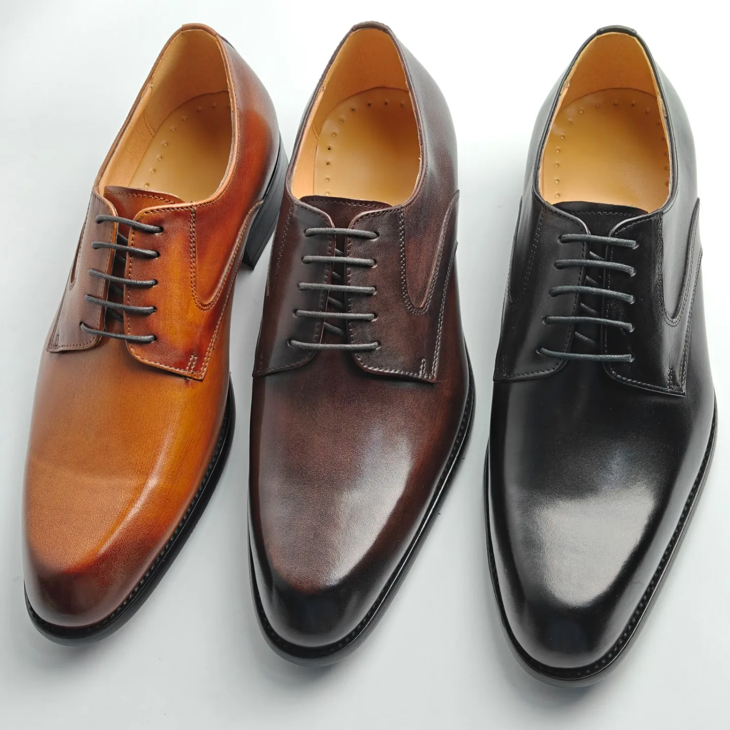 Elegant Business Dress Leather Shoes Men's High Quality Handmade Lace up Genuine Leather Shoe Wedding Party Office New Arrival