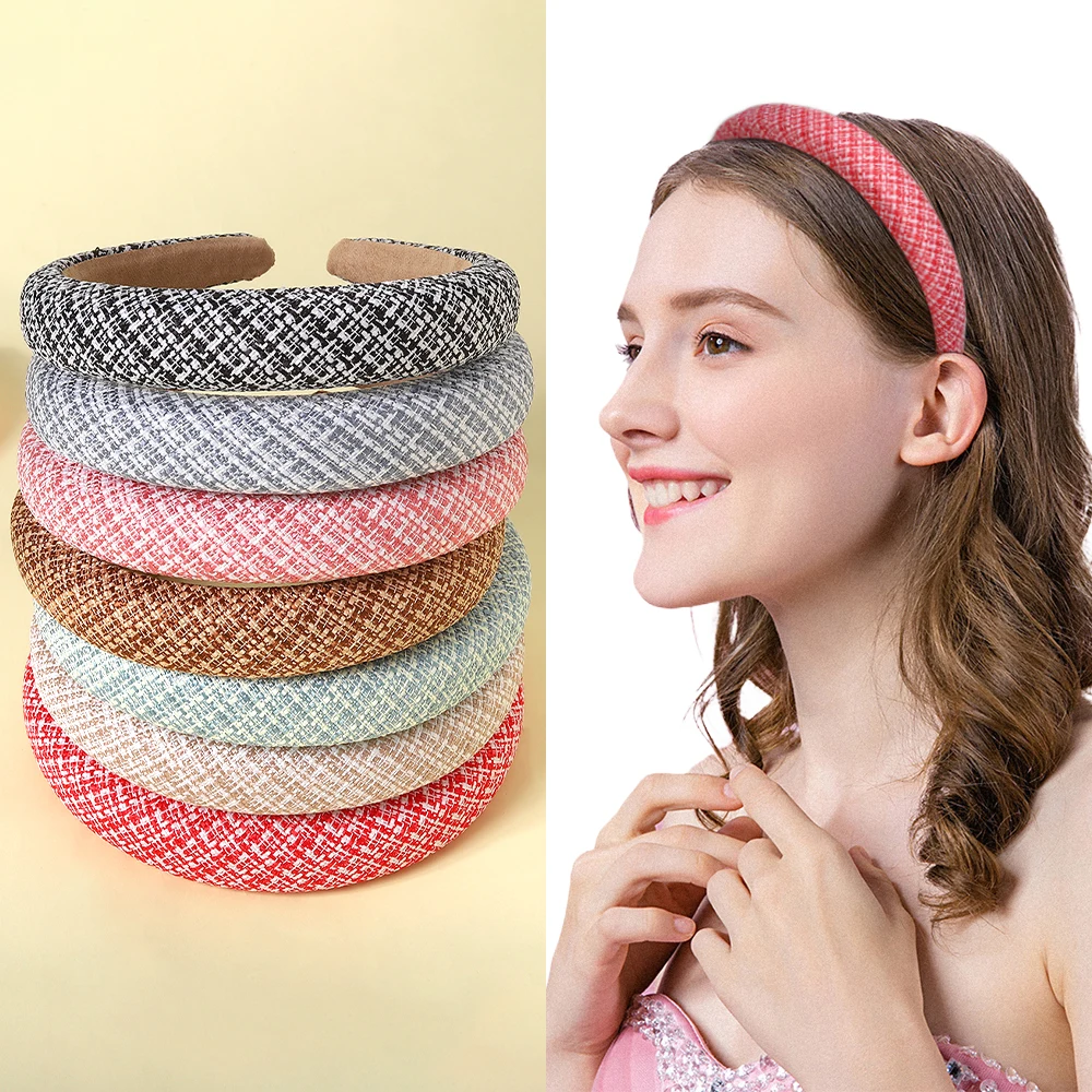 

Luxury Plaid Wide Headbands For Women Girls Headwear Fashion Headbands Female Hair bands Head Hoop Hair Accessories