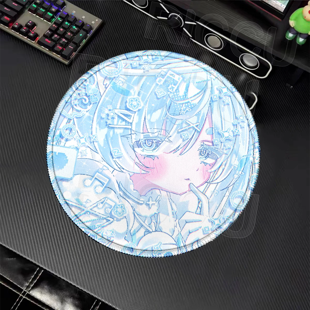 Kawaii Anime Pink Girl Mousepad Home Decort Cute Office Desk Mat PC Accessories Rubber Lock Edge Round Mousemat E-Sports MicePad
