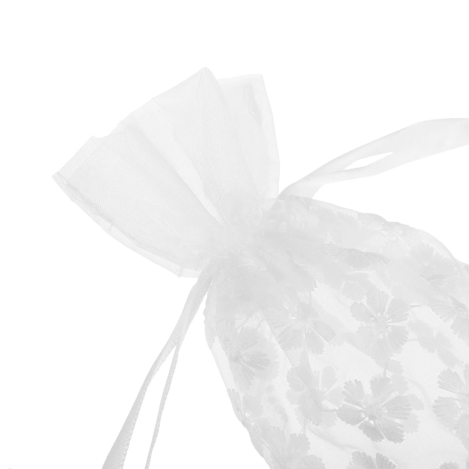 4 個の刺繍入り花柄メッシュ巾着バッグ小さなジュエリーポーチ旅行パーティーの記念品収納ガーゼオーガナイザートラベルポーチ