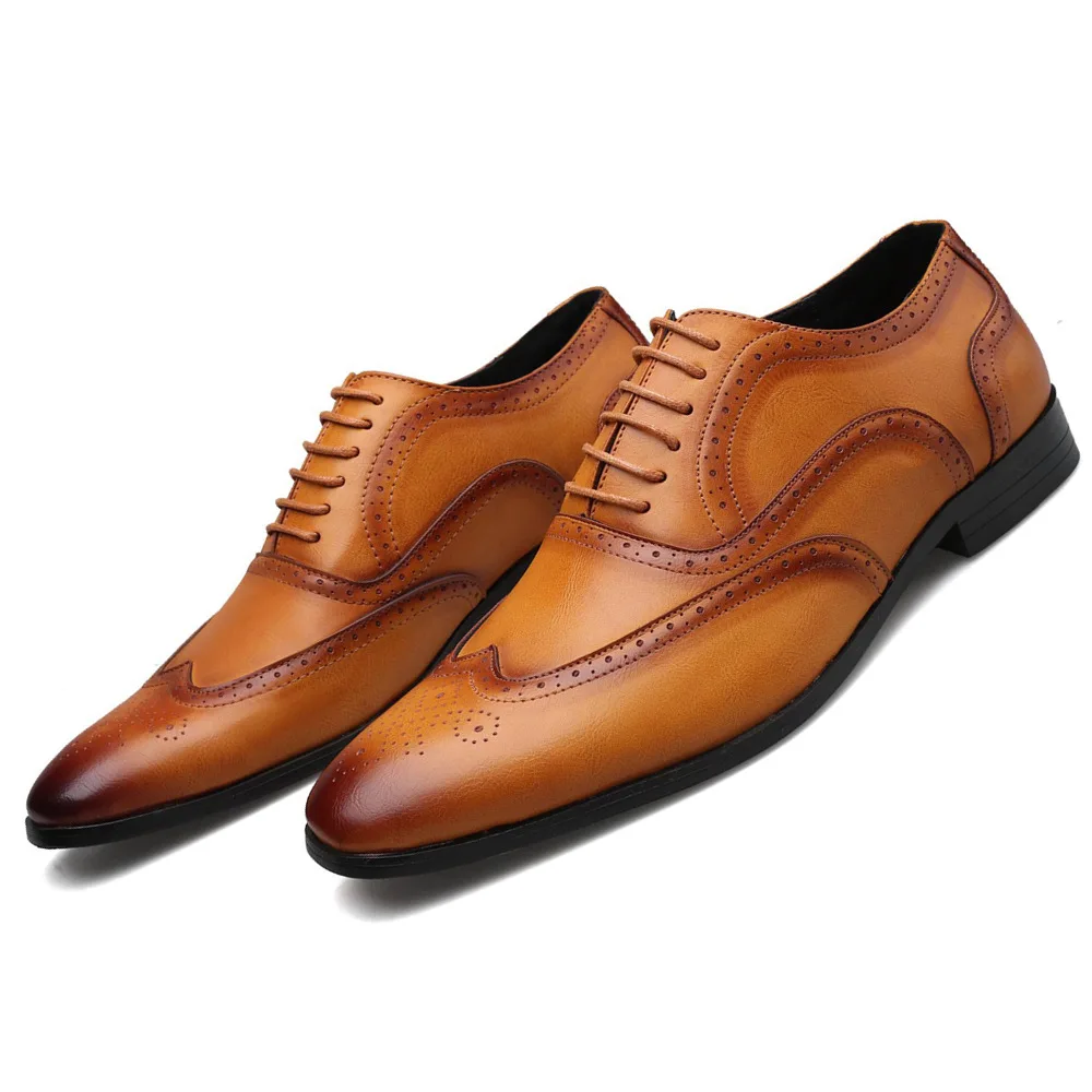 Classic Men Dress Shoes Lace Up Shoes for Man Plus Size Point Toe Business Casual Comfortable Men's Formal Shoes for Wedding