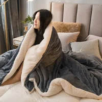 Wool Throw Blanket Keep Warm Winter Bed Blankets Double Sided Queen Duvet Cover Camping Double Bed Cover Bedspread On The Bed 2