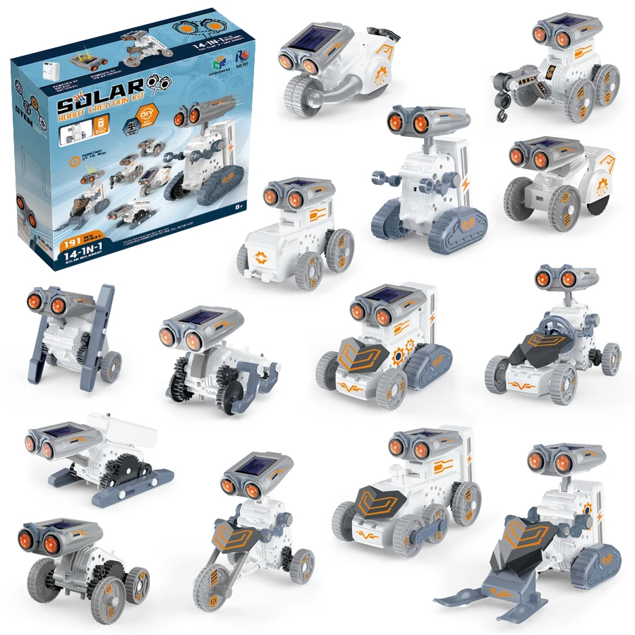 

Набор для сборки солнечного робота 14-в-1 - 191 деталь, развивающая STEM-игрушка, работает от солнца, научный набор для самостоятельной сборки для детей от 8 лет, идеально подходит для обучения