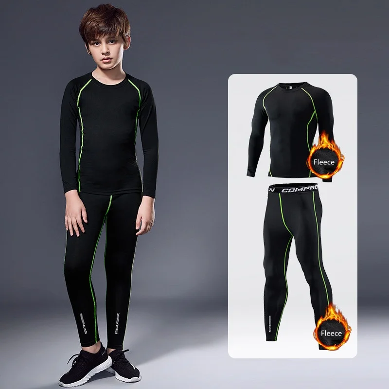 Children's Fitness Tracksuits Warm Pants Tops Sports Clothes Underwear Tight for Boys Compression Running Basketball Sportswear - view 2
