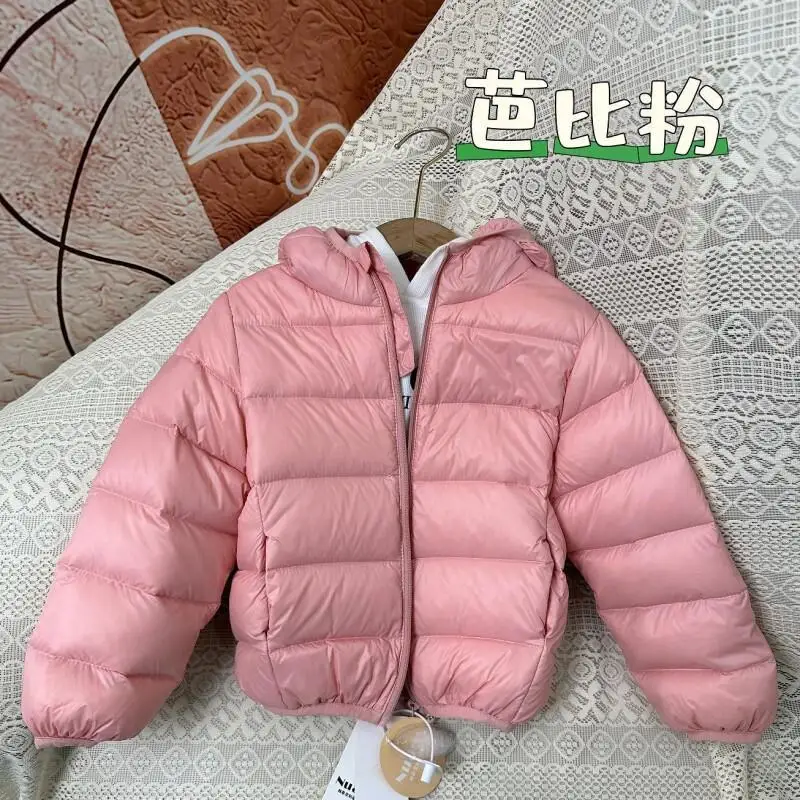 가을 겨울 소년 소녀 패딩 재킷 순수한 색상 코트 따뜻한 두꺼운 후드 재킷 편안한 4-12 세 어린이 의류