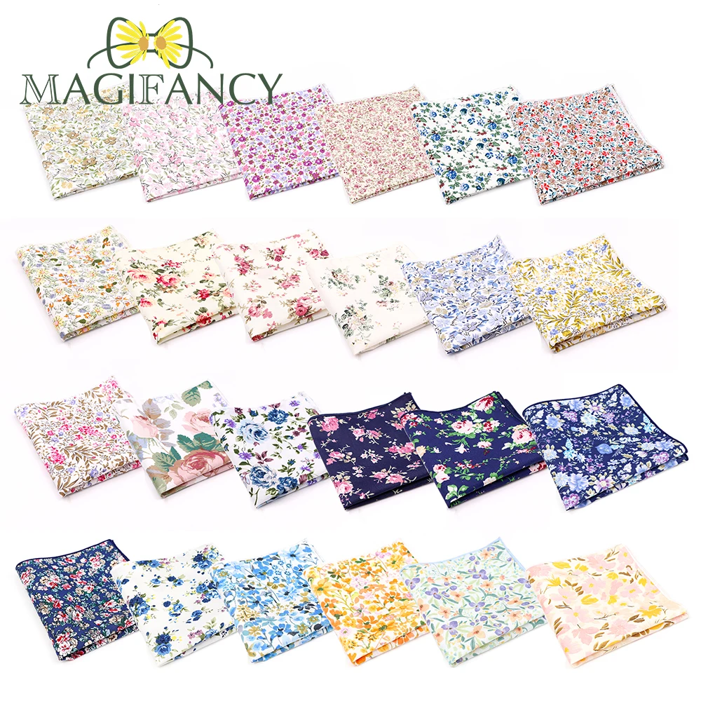 Sapu Tangan Motif Bunga Merah Muda 100% Katun 25cm Romantis Wanita Pria Pesta Pernikahan Sehari-hari Aksesoris Saku Jas Hadiah Tuxedo Dasi