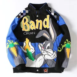 2024 Autumn Fashion Trend Baseball Jacket Hip-Hop Street Y2k Jacket Heavy Embroidery Motorcycle Jacket Mens Casual Warm Jacket