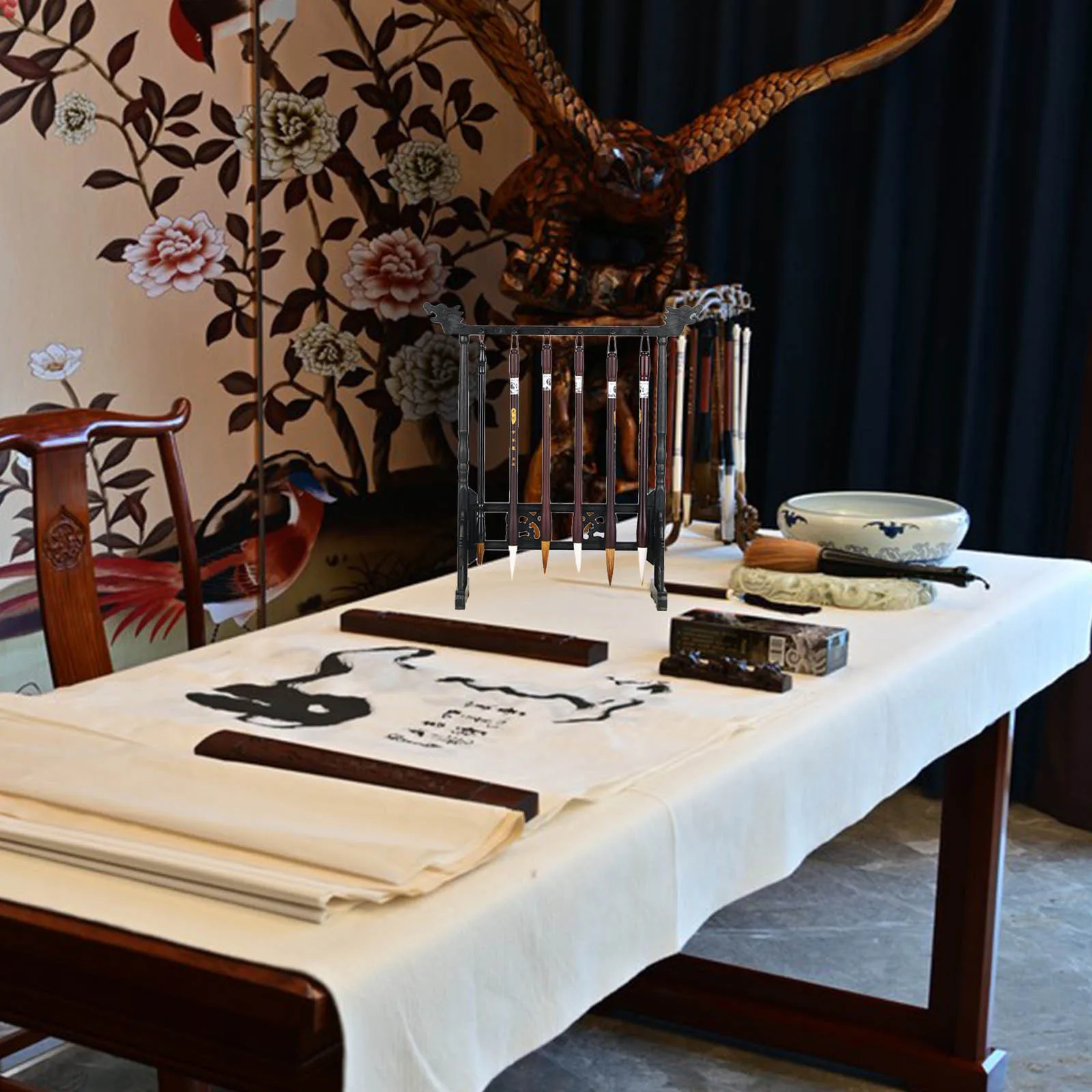 

Stable Resin Writing Brush Rack Chinese Calligraphy Pen Brush Stand Moisture Increasing Service Life