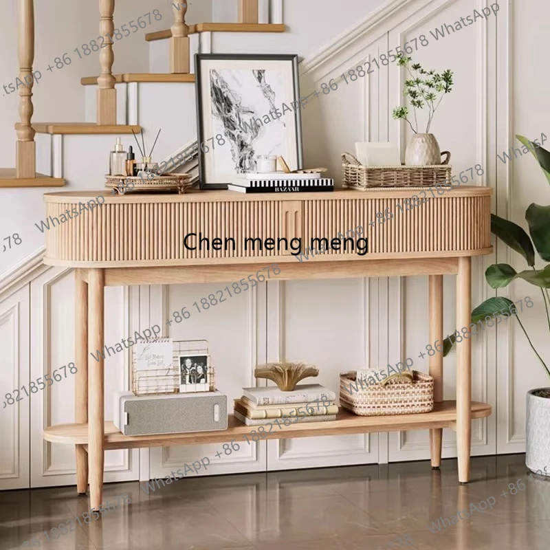 

Medieval solid wood simple entrance table Household entrance hall, entrance against the wall, decorative cabinet