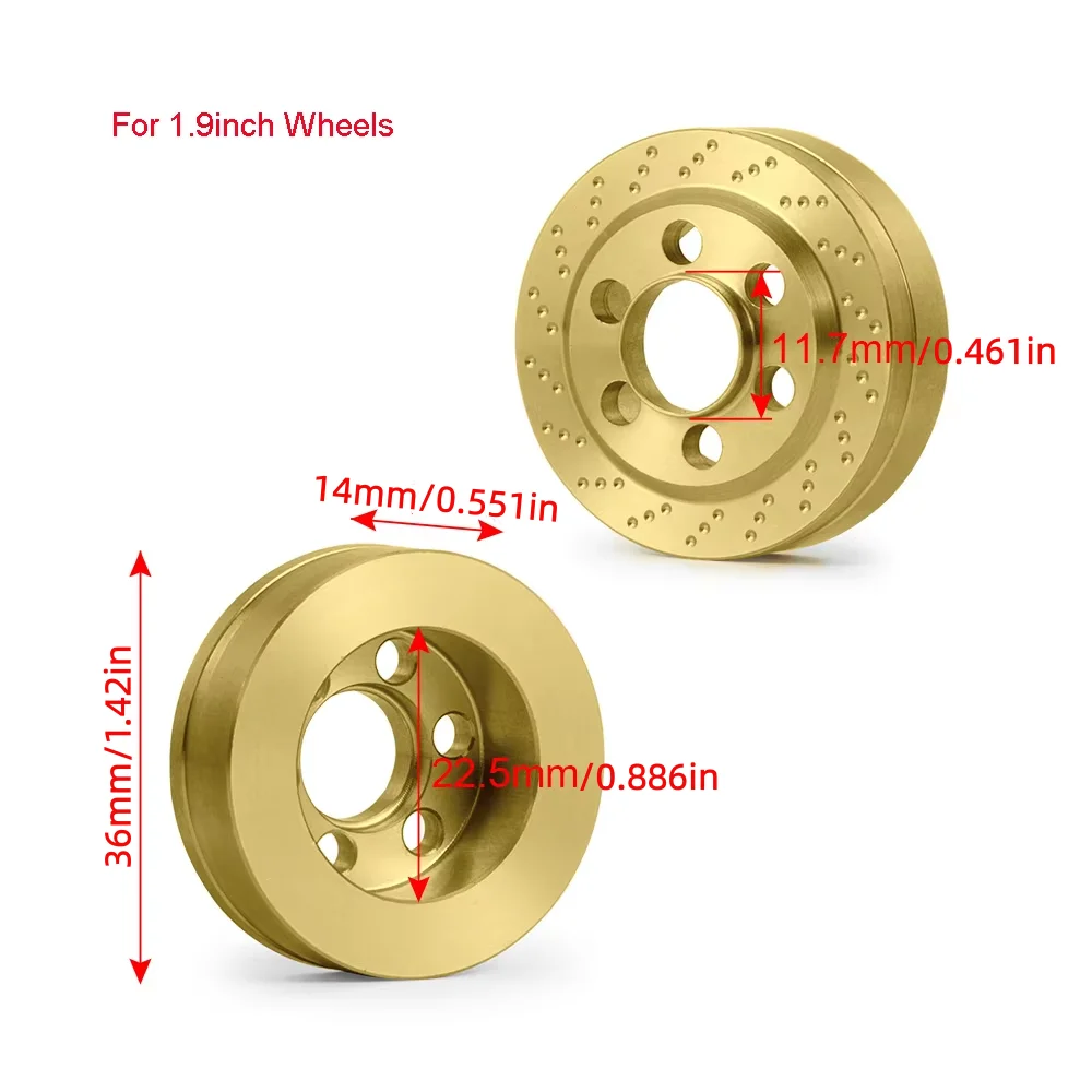 4Pcs Brass Internal Wheel Counterweight Balance Weight for 1.9 2.2 Inch RC Rim, Fit TRX4 Axial SCX10 Wraith RC Crawler