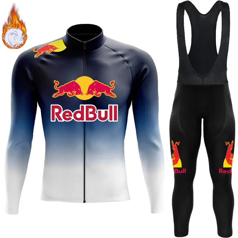 

Winter Cycling Jersey Men Thermal Fleece Bib Men's Clothing Red Bull Sportswear Set Man Ciclismo Hombre Road Bike Bikes Suit Mtb