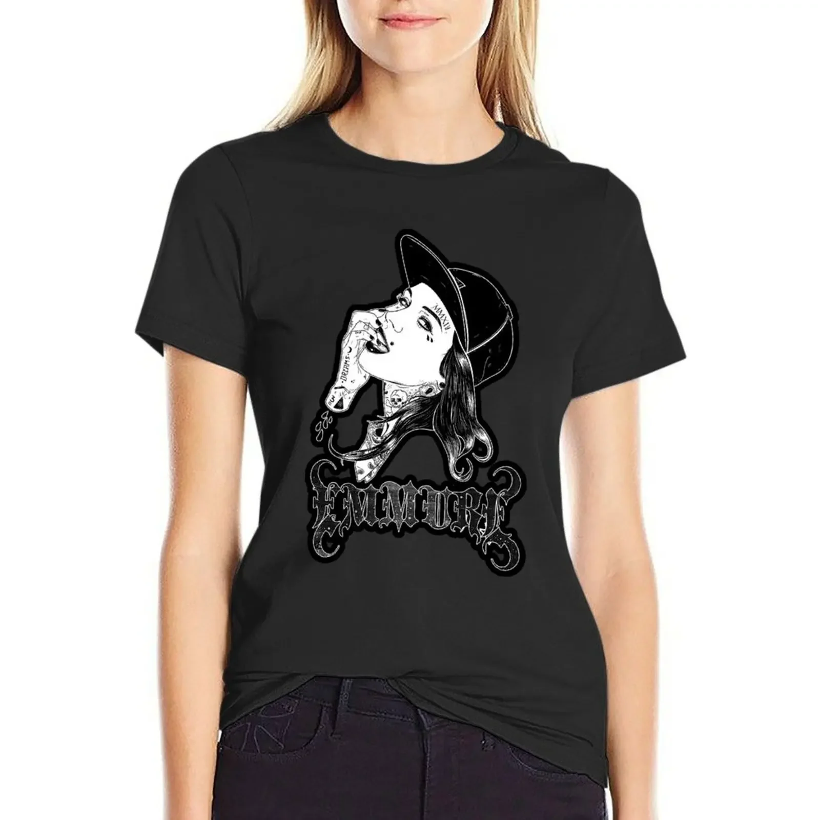 

EMMURE MUSIC ARTWORK T-Shirt lady clothes plus size tops Women's tee shirt