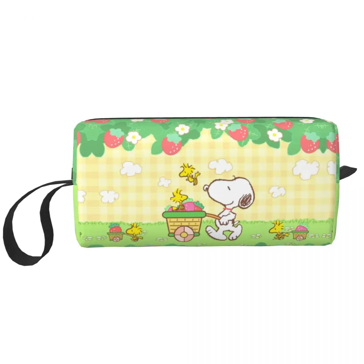 Custom Snoopy In The Strawberry Orchard Toiletry Bag Women Peanuts Makeup Cosmetic Organizer Ladies Beauty Storage Dopp Kit Case