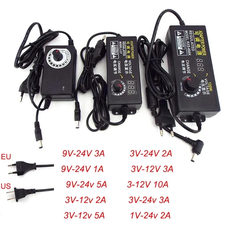 Regulowany AC 220V do DC 12V Adapter do zasilacza 3V 5V 6V 9V 12V 15V 18V 24V 1A 2A 5A 10A uniwersalna ładowarka wyświetlacz led M20