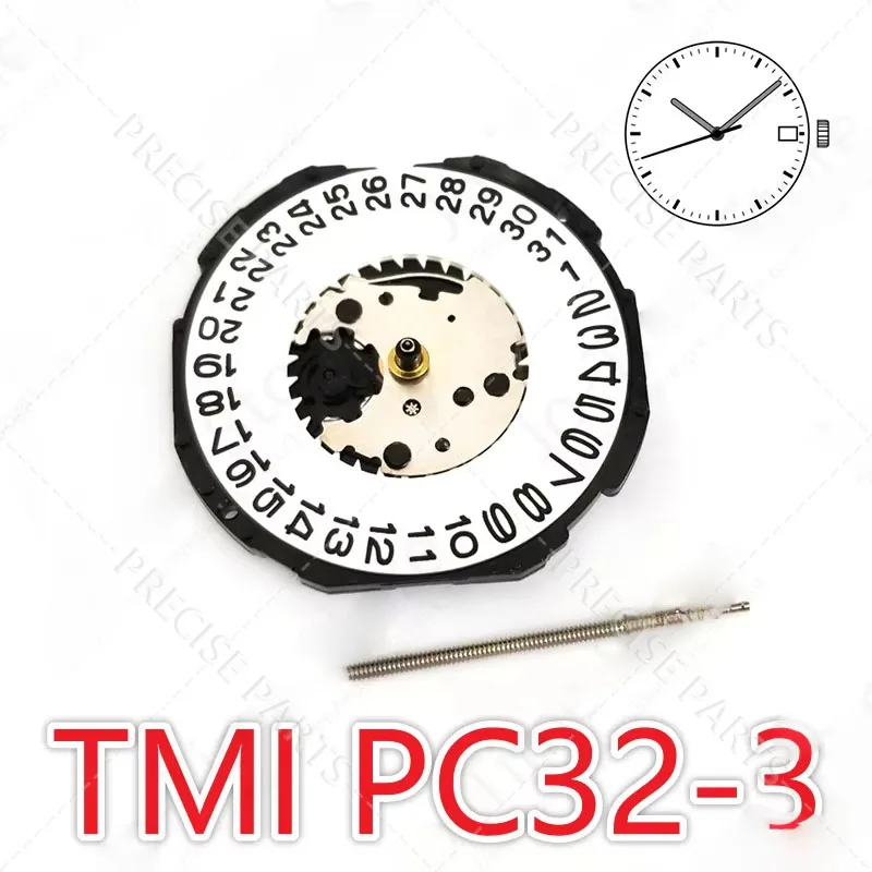 PC32 Movement TMI PC32A-3 Quartz Movement Japan Standard Movement 3 Hands Date Display