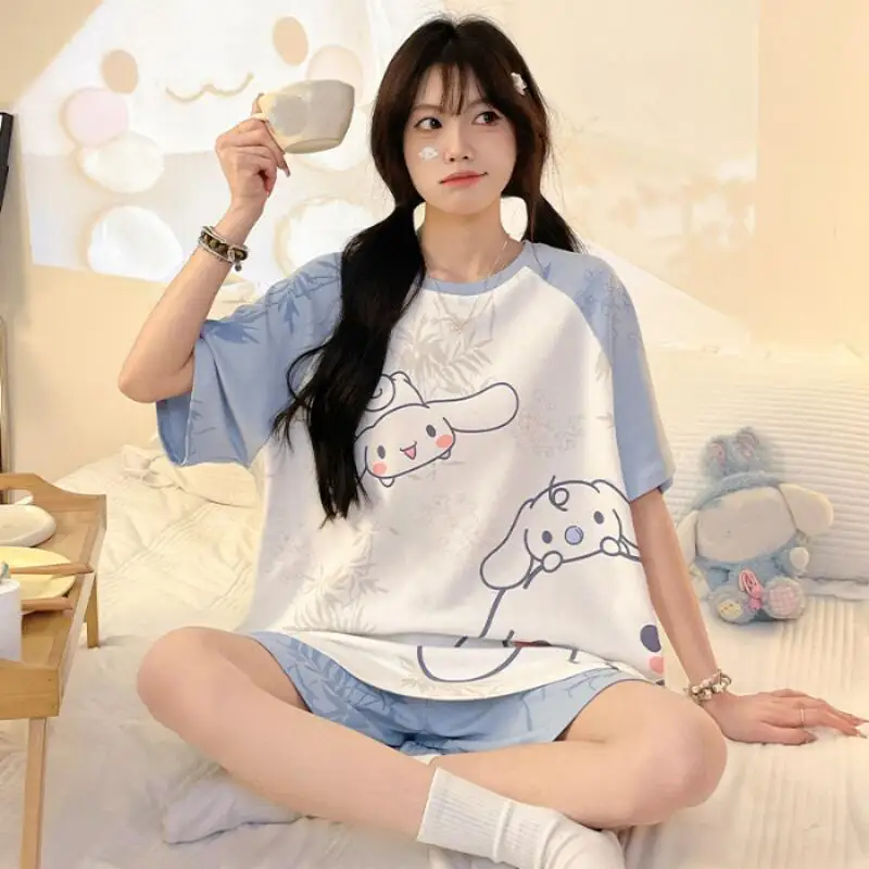 

Cartoon Anime Student Short Sleeved Shorts Home Clothes Japanese Girls Casual Loose Sleepwear Cute Youth Set Summer New Style
