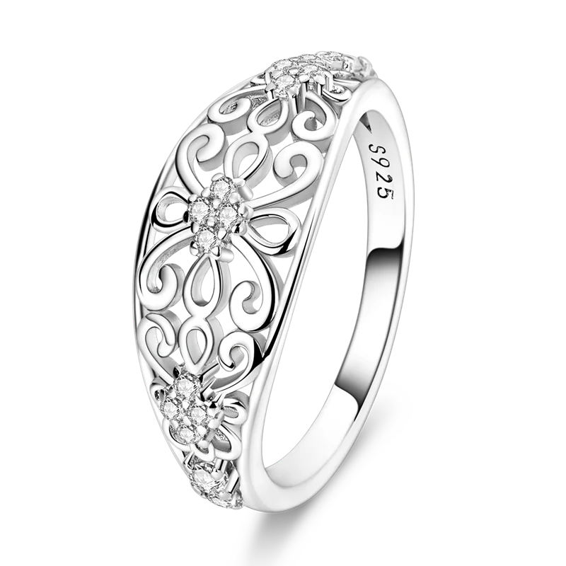 Women's 925 Sterling Silver Wedding Ring, Elegant Design