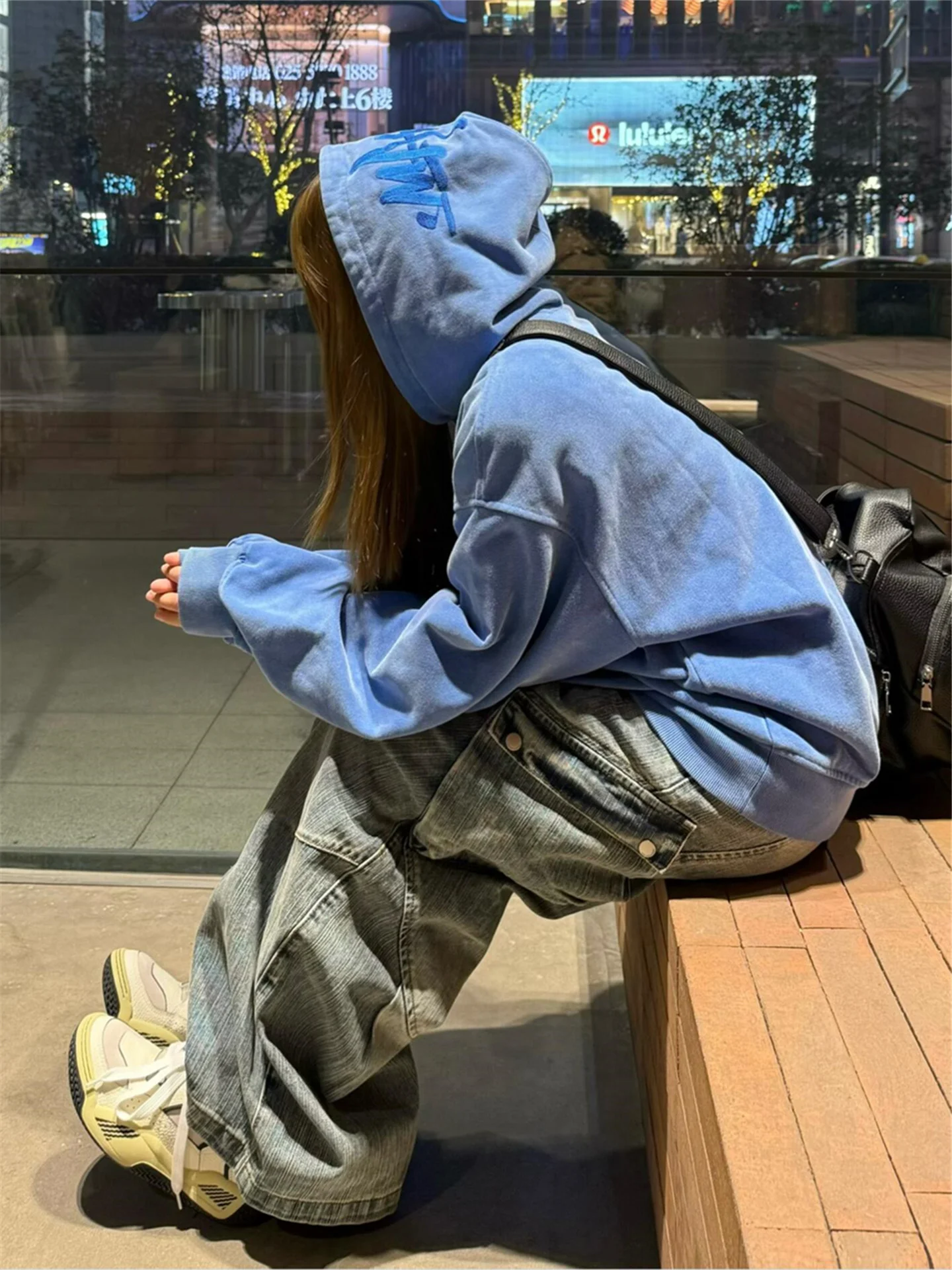 

Американские джинсы-клеш в уличном стиле для женщин: широкие, с высокой талией, свободные, струящиеся, с множеством карманов, длиной в пол, с эффектом похудения