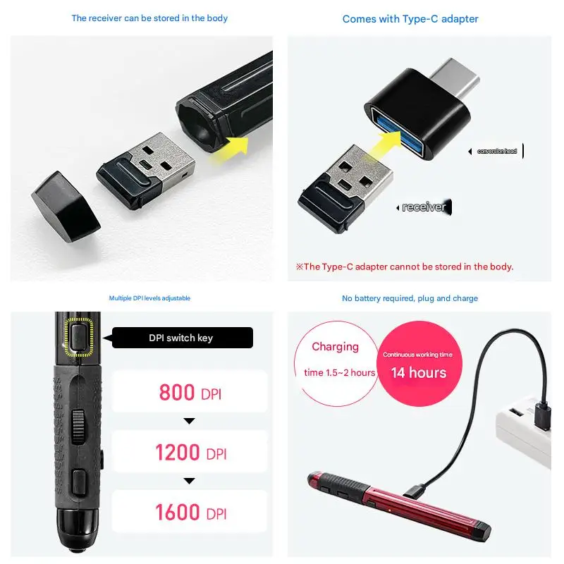 SANWA-ratón inalámbrico con Bluetooth, ergonómico, portátil, para evitar el ratón, sensible, Manual, carga de 3 modos, tipo bolígrafo, regalo