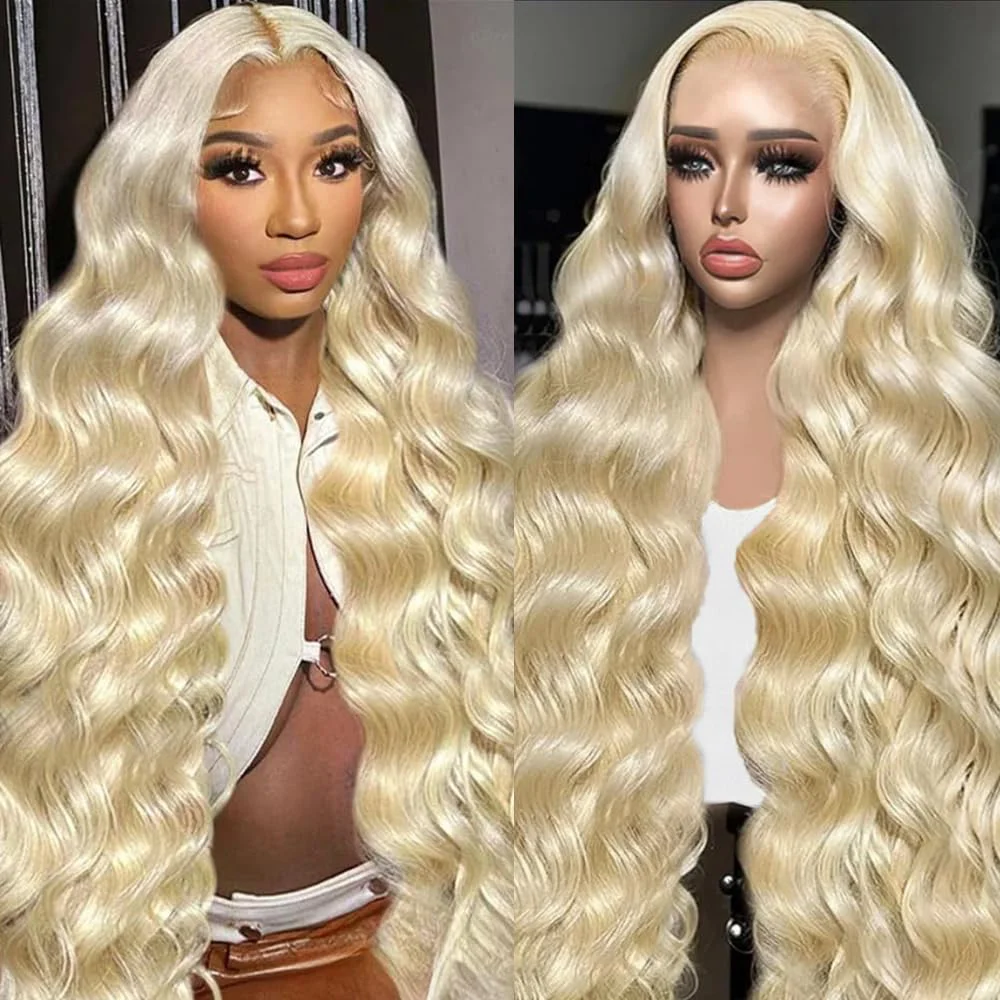 613 Lace Front Wig Human Hair 13x6 Blonde Body Wave Wig with Pre-Plucked Hairline 200% Density Lace Wigs for Women Hair Wigs