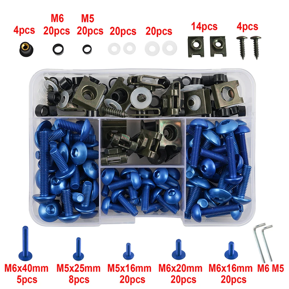 177PCS CNC Screws Motorcycle Alloy Fairing Bolt Screw Nut Kit M6 M5 For Suzuki GSXR 600 750 1000 K1-K8 Yamaha Bmw Honda Kawasaki