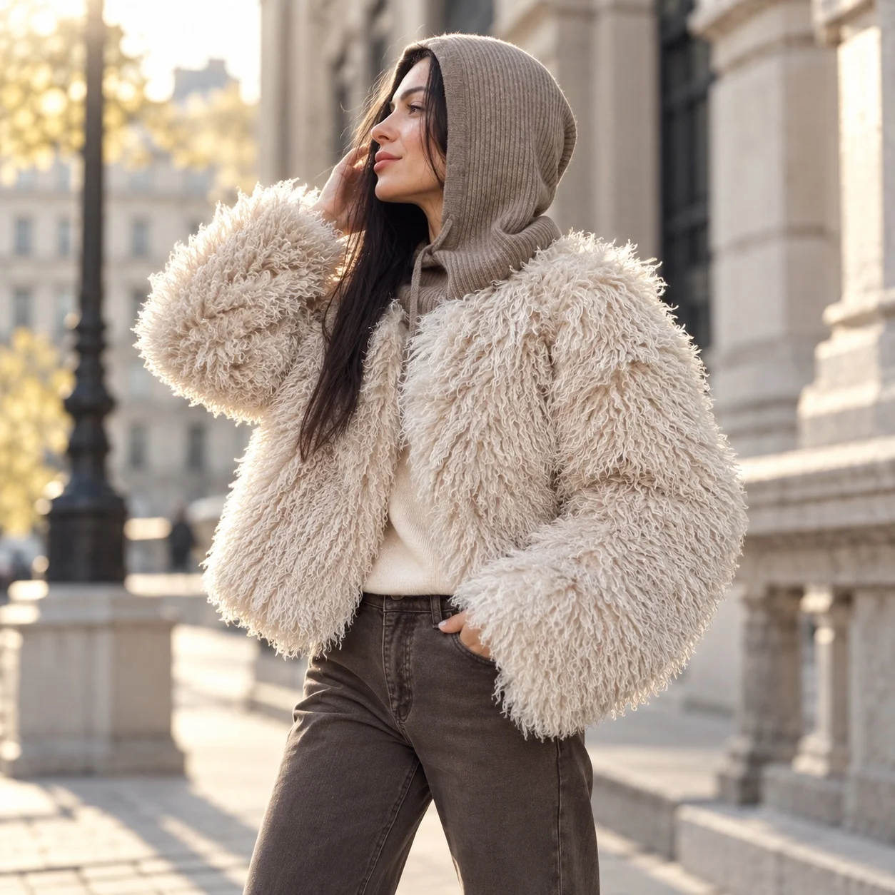 Pocket No Hood Coat with Loose Fit Streetwear Short Length Women Coat Autumn Regular Sleeve Notched Lapel Cropped Edgy Street