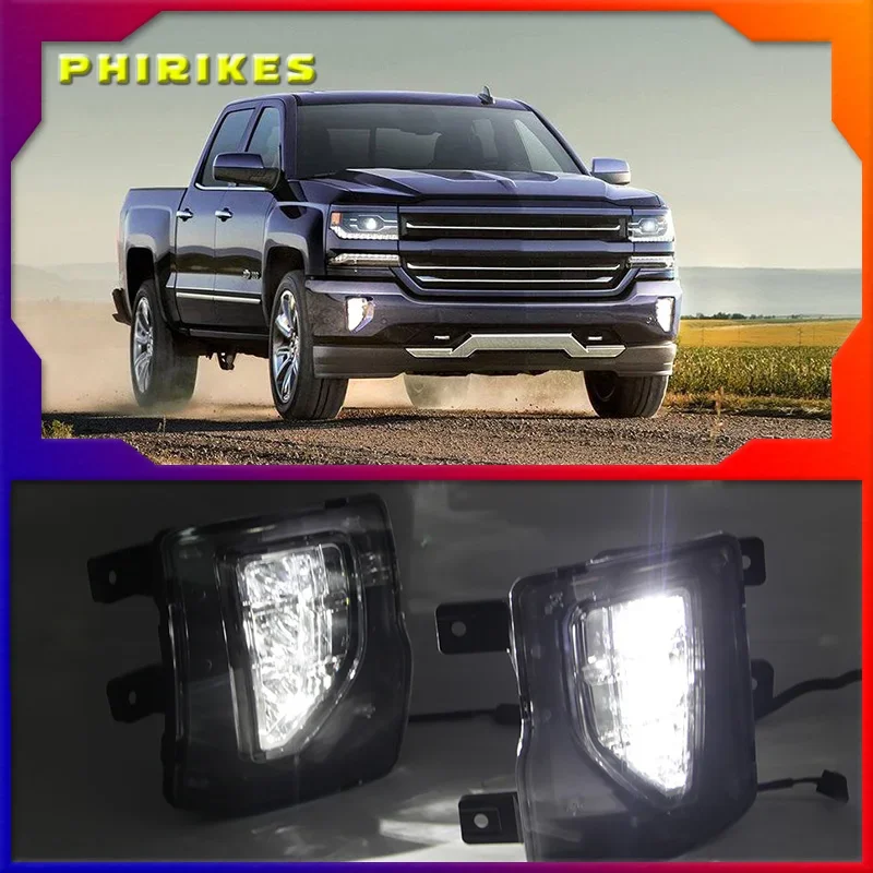 

1Pair LED Daytime Running Lights For chevrolet Silverado 1500 2016 2017 2018 DRL Relay Daylight foglamp assembly