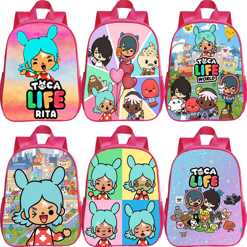 Toca Life World Print Plecaki Dzieci Kawaii Różowy Plecak Maluch Przedszkole Torba Dziewczynki Tornister Toca Boca Kids Mochila