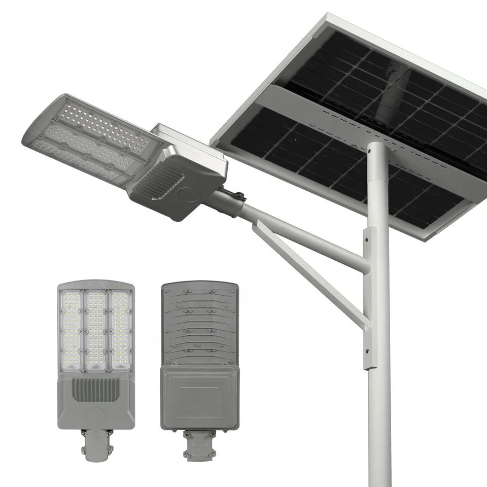 Degrees wide Angle lithium battery solar street lights with cast aluminum body time control