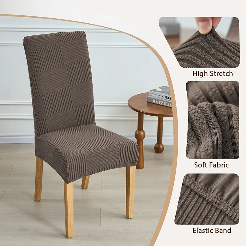 1/2 Stück Jacquard-Stuhlhussen, dehnbar, für Esszimmerstühle, schmutzabweisend, verstellbarer Sitzbezug für Zuhause, Bankett, Party