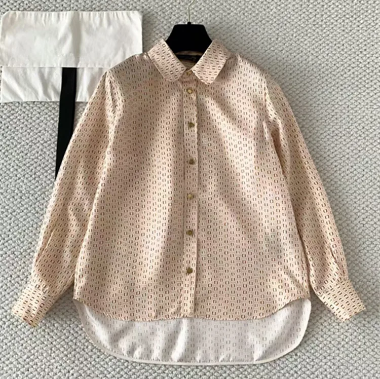 Customization European women's fashion 2026 spring new styles Long-sleeved Single-button printed silk blouse and skirt set