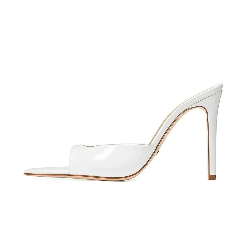 MKKHOU Fashion Pumps New High Quality Handmade Custom Shoes Lacquer Leather Pointed Fish Mouth High Heels Sandals Women Shoes