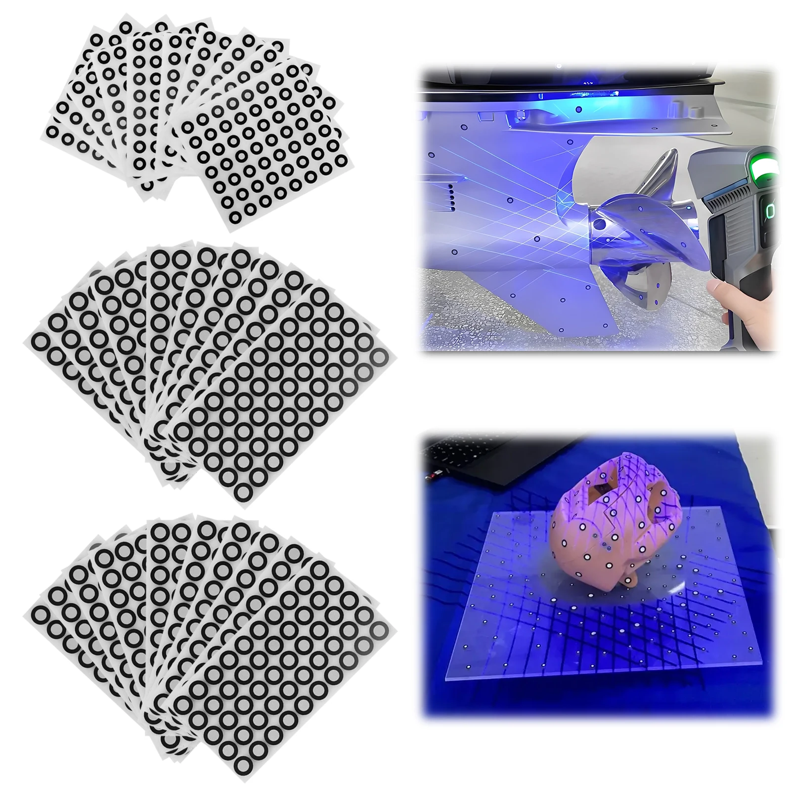 

30 листов маркеров для 3D-сканирования, 6/3 мм, высокорефлективные, универсальные точки для 3D-сканера, маркеры для определения 3D-позиций