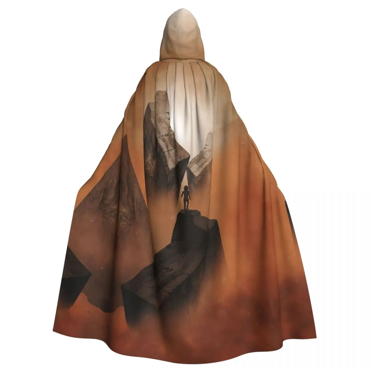 Desert Explorer Cloak with Mysterious Landscape Design for Fantasy Cosplay Unisex Adult Cloak Hood Long Witch Costume Cosplay