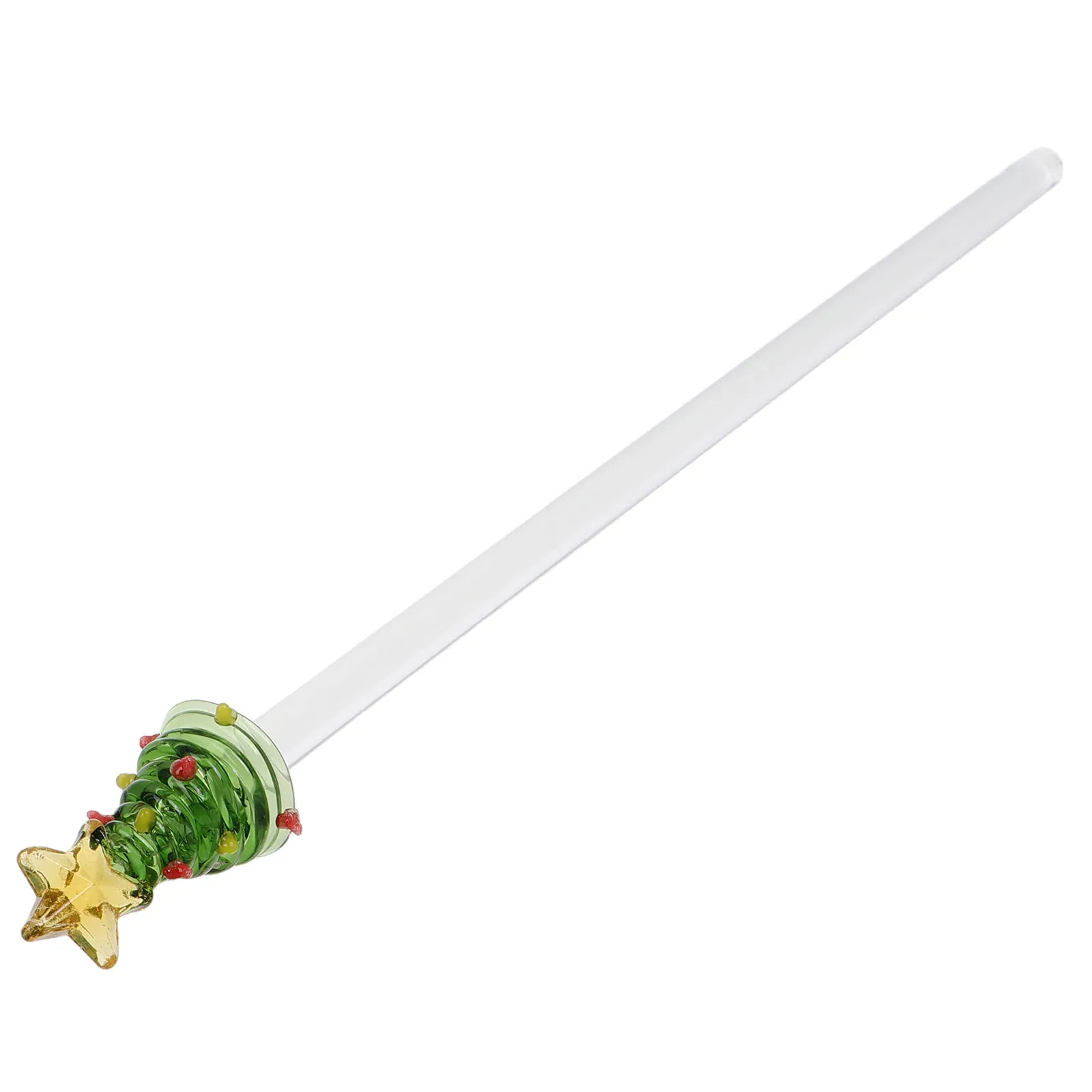 Christmas Tree Glass Swizzle Sticks Long Handle Cocktail Coffee Stirring Rods Holiday Party Bar Drink Mixers Swizzle Stick
